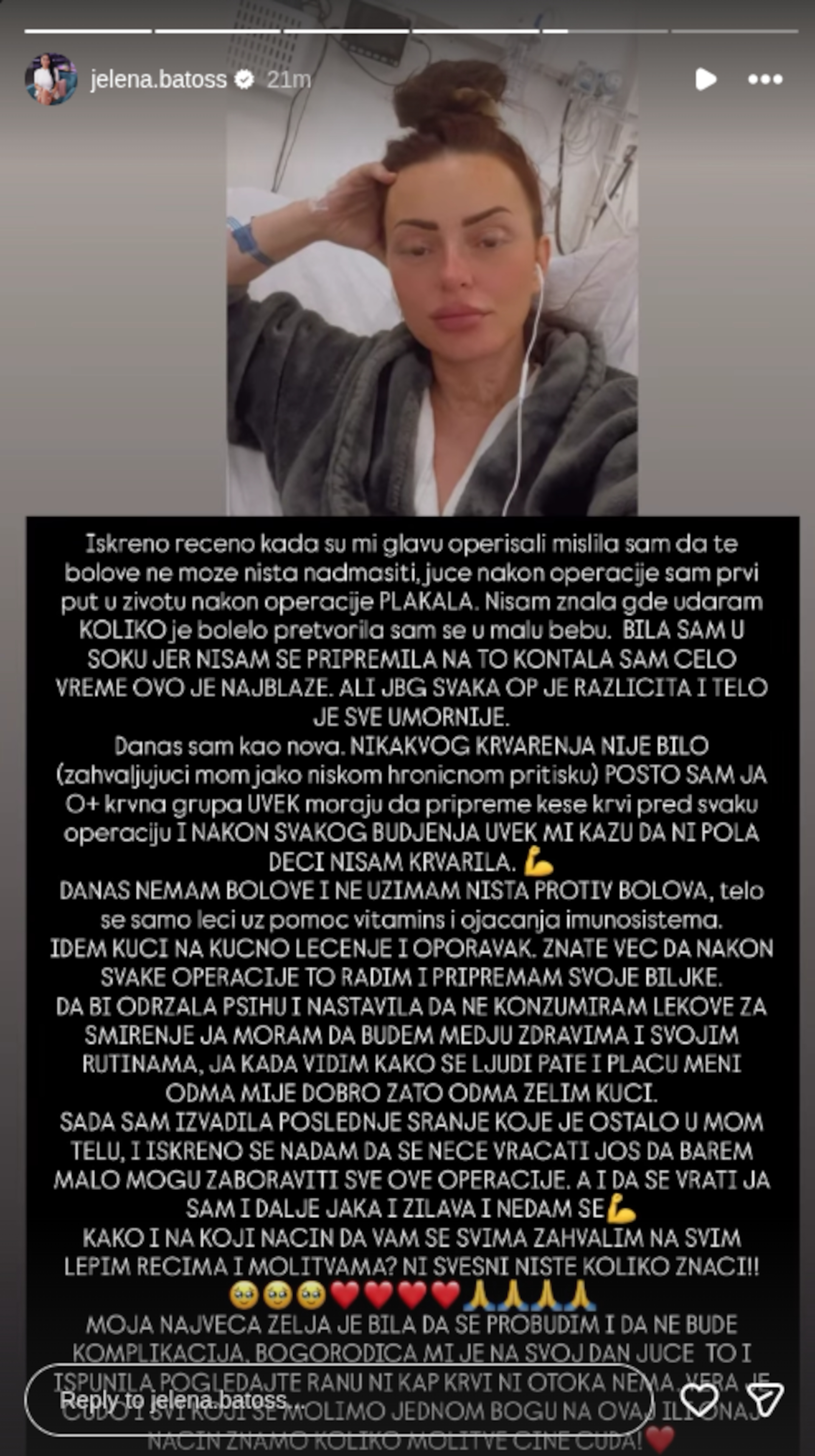 "Da li sam rekla deci sve što mi je na srcu?" Bivša zadrugarka operisana zbog tumora na glavi: Plašila se da se neće probuditi!