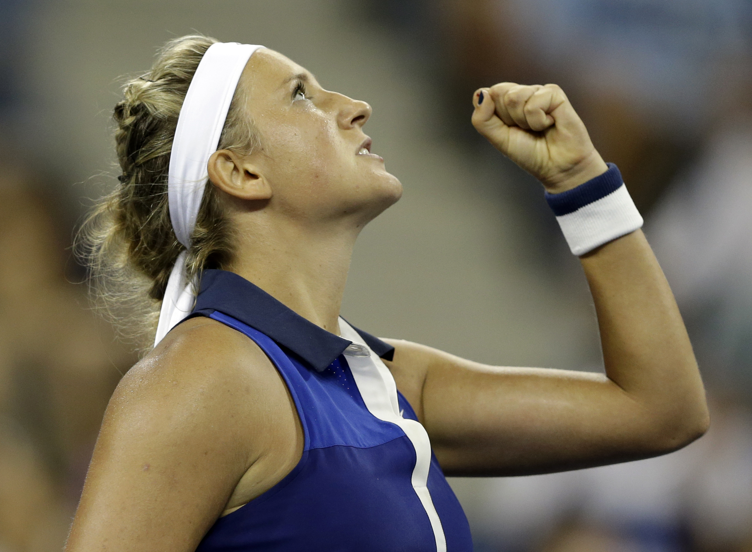 Viktorija Azarenka slavi pobedu protiv Aleksandre Krunić u osmini finala US Opena