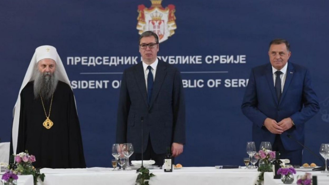 Predsednik Vučić sa Miloradom Dodikom i patrijarhom srpskim Porfirijem