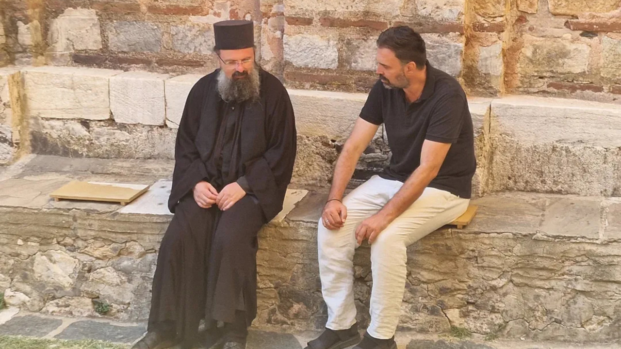 Ivan Bosiljčić sa monahom manastira Hilandar