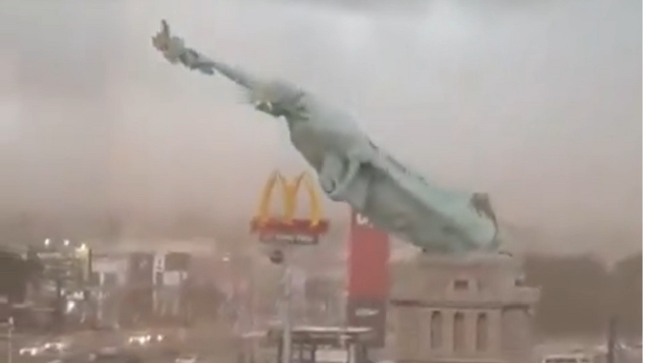 Srušena statua u Brazilu