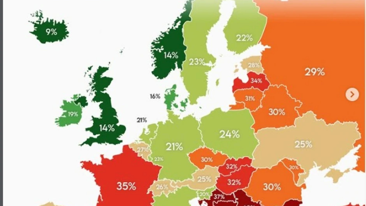 Mapa pušača u Evropi