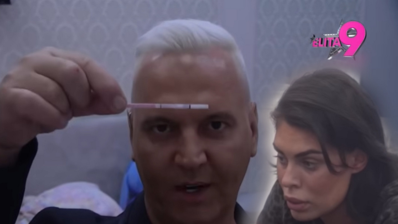 Milan Milošević pokazuje test za trudnoću Mine Vrbaški