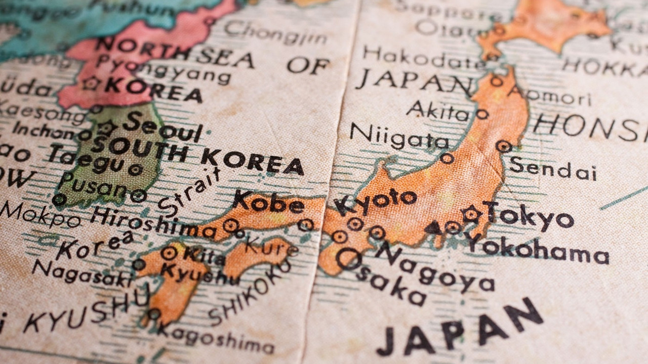 Mapa Severne Koreje i Japana