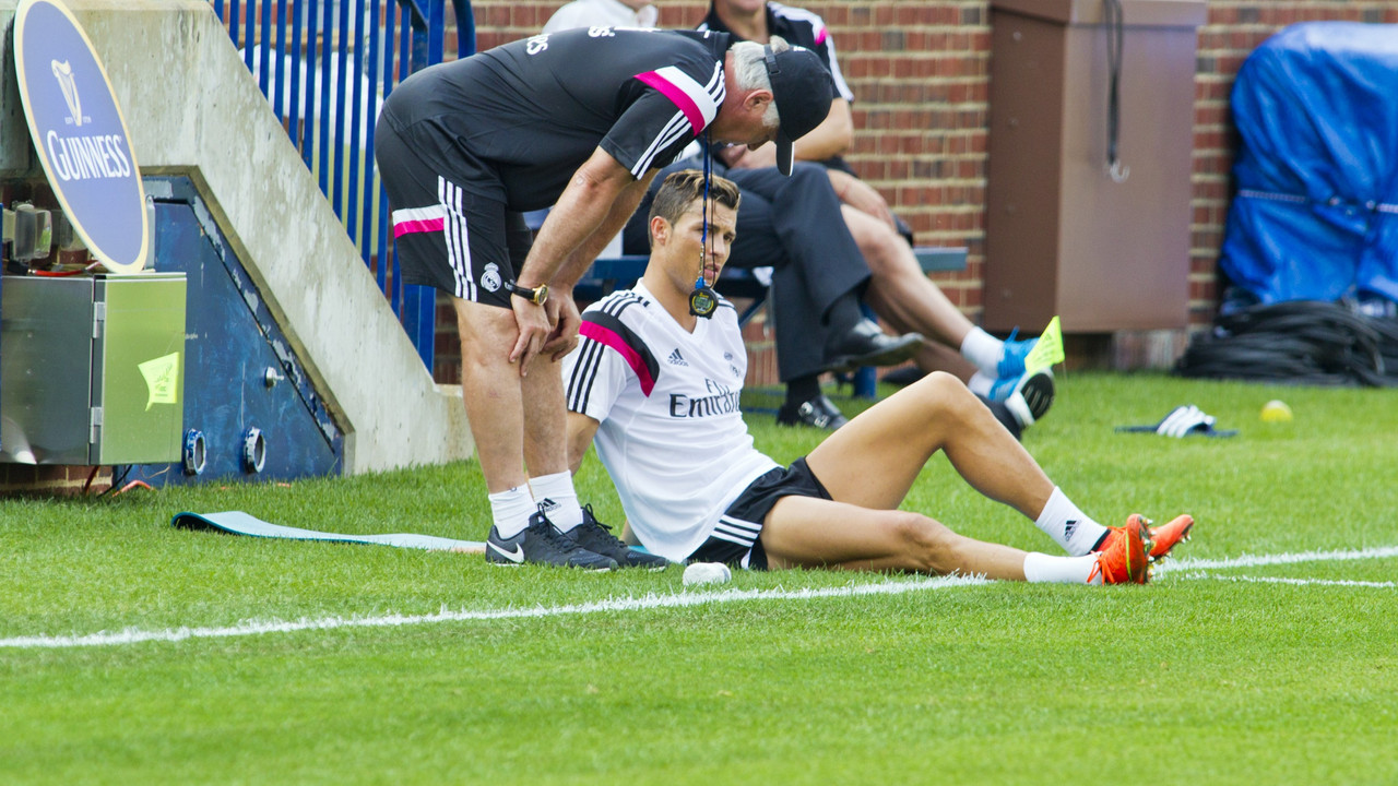 Karlo Anćeloti i Kristijano Ronaldo tokom treninga na turneji u SAD
