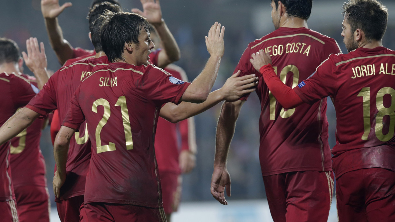 Fudbaleri Španije slave gol u trećem kolu kvalifikacija za EURO 2016.