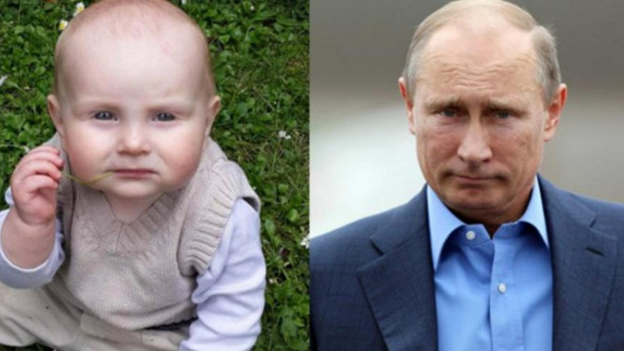 Vladimir Putin i beba koja liči na njega