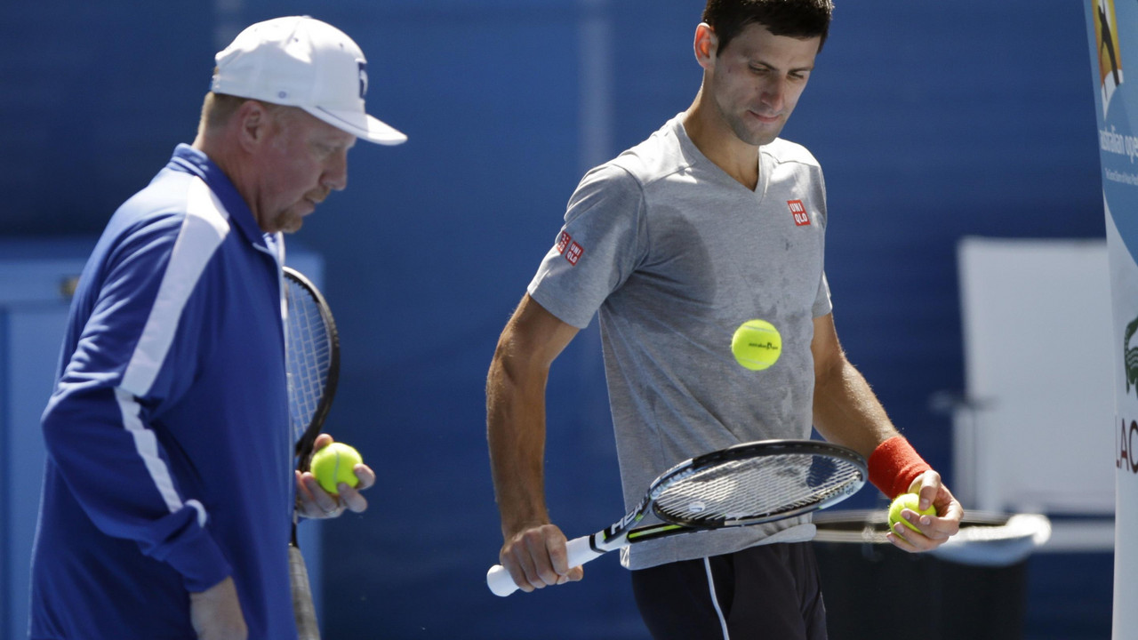 Novak Đoković na treningu sa Borisom Bekerom