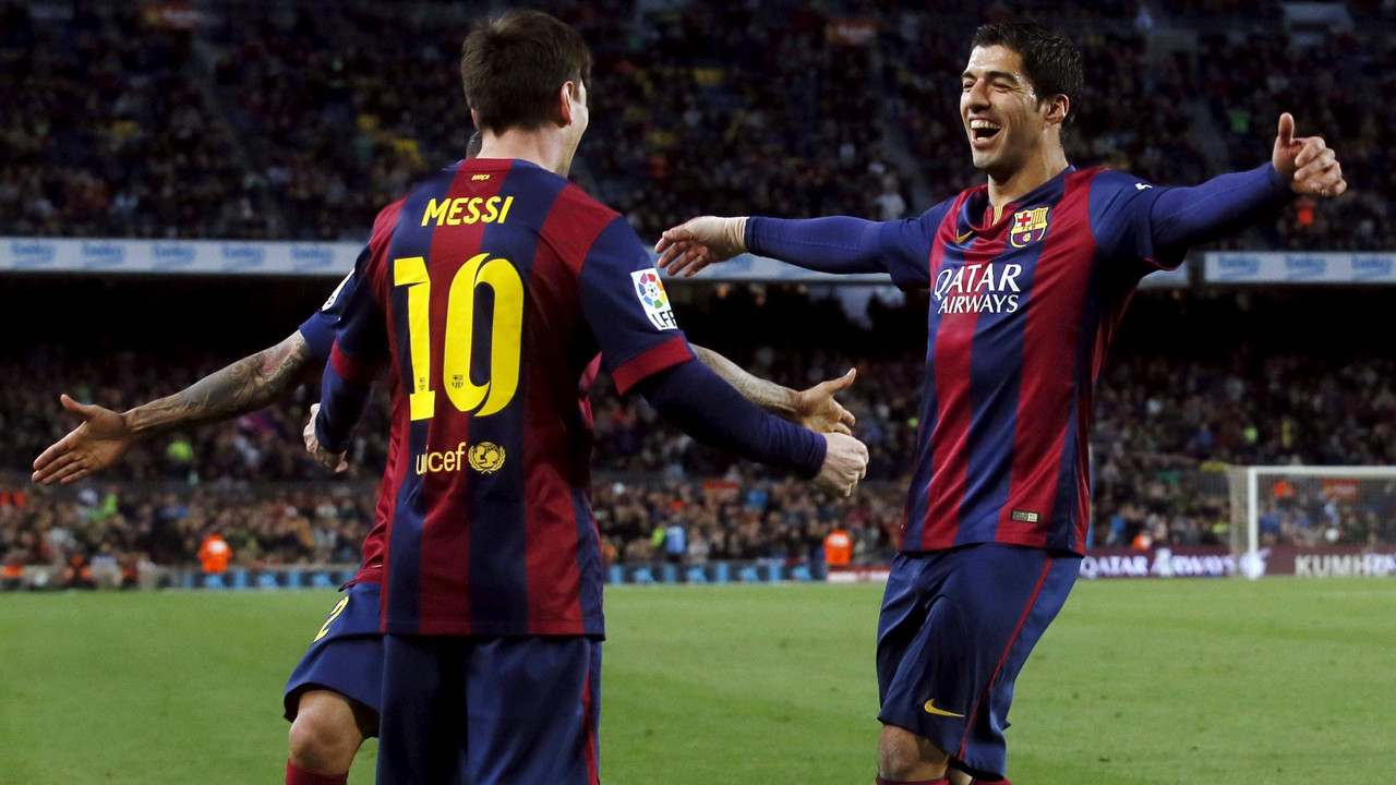 Lionel Mesi i Luis Suarez proslavljaju gol na meču sa Almerijom
