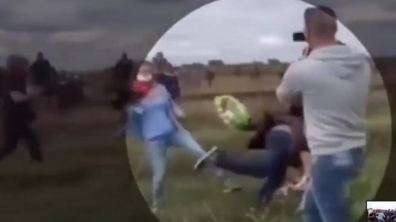 Mađarska kamermanka sapliće migranta