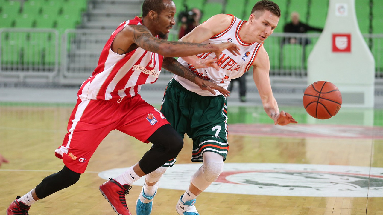 Duel Tarensa Kinsija i Gregora Hrovata u meču Olimpija - Crvena zvezda