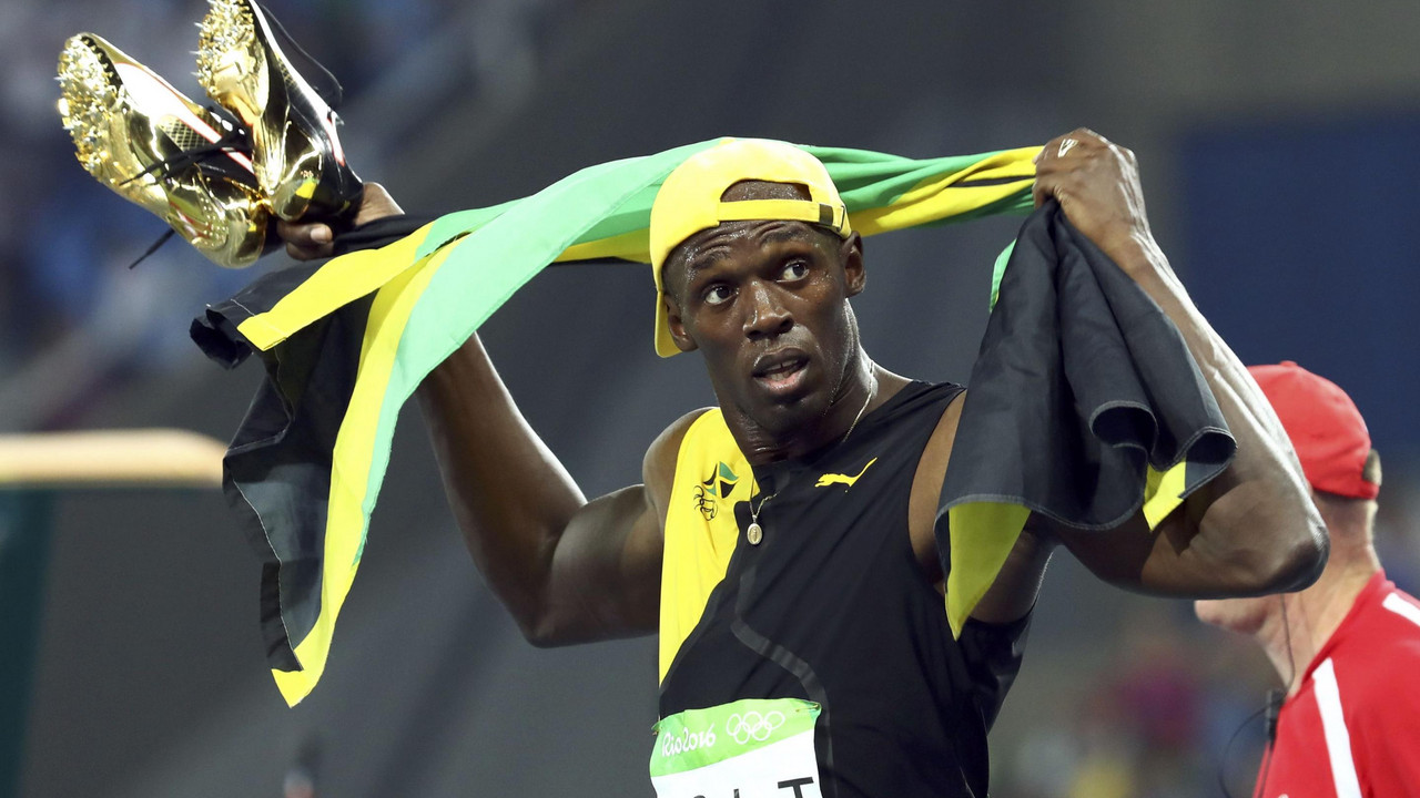 Jusein Bolt posle trijumfa u trci na 100 metara na OI u Rio de Žaneiru