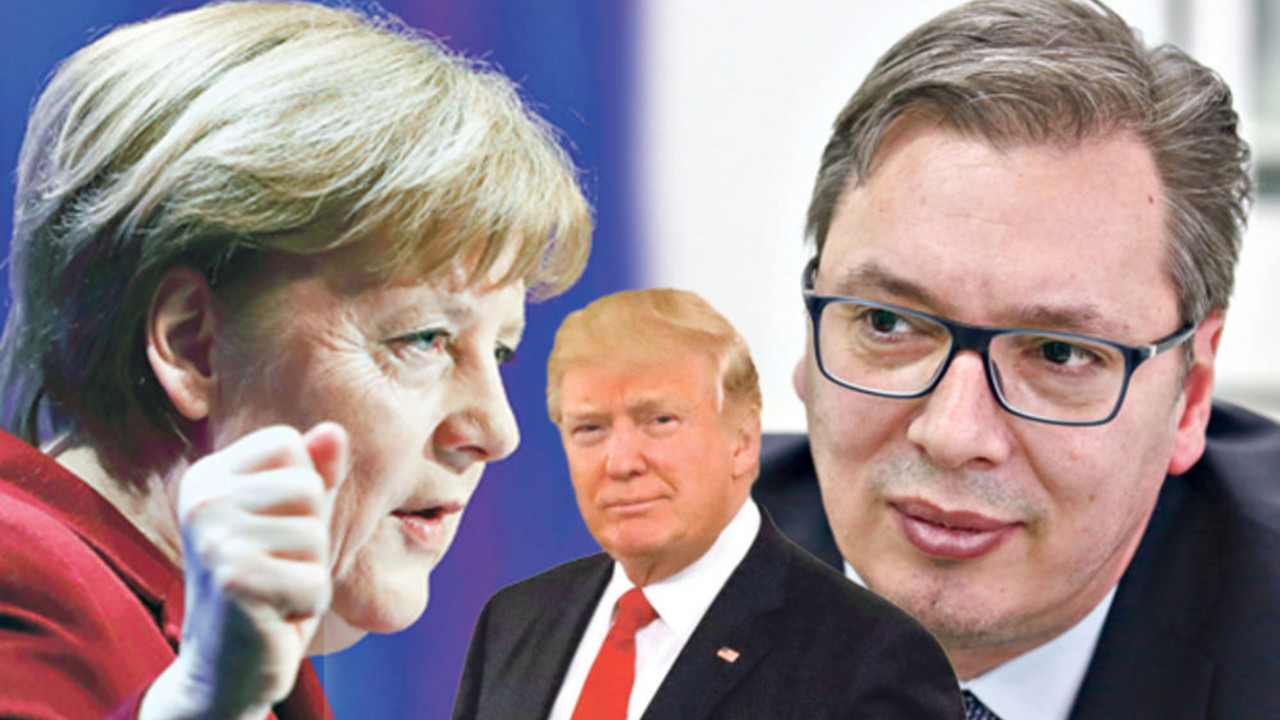 Vučić, Merkel, Tramp