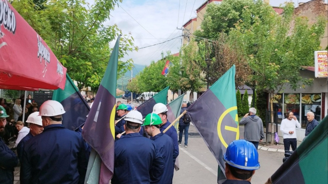 Rudari Trepće na protestu