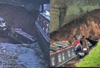 Scena iz horor filma: Voda iz kanala nestala u ogromnoj vrtači koja je gutala čamce - Plovila nasukana na ivici provalije (FOTO)