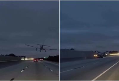 Avion se zakucao u automobil usred špica: Horor na auto-putu! Letelica pala niotkuda, snimci obilazi mreže (VIDEO)