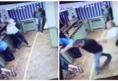 (UZNEMIRUJUĆE) Pronašla muža u kladionici pa ga brutalno tukla pesnicama: Krvav pokušao da se odbrani, prizor je zastrašujući