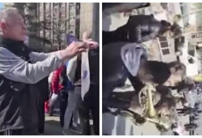 BLOKADER POKUŠAO DA IZAZOVE INCIDENT NA BANJICI: Stao ispred štanda i provocirao pristalice SNS, a onda je žestoko ponižen (VIDEO)