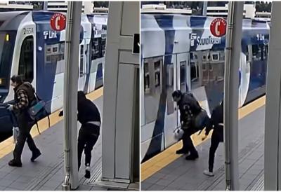 Pokušao da gurne čoveka pod voz, pa pobegao: Policija ga locirala na neočekivanom mestu, snimak je jeziv (VIDEO)