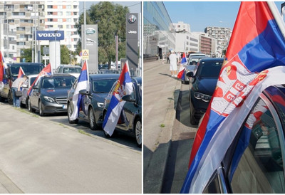 SRBI IZ AUSTRIJE STIŽU U BEOGRAD! U nepreglednoj koloni krenuli da podrže predsednika Vučića, VIJORE SE SRPSKE ZASTAVE na putu ka skupu! (VIDEO)