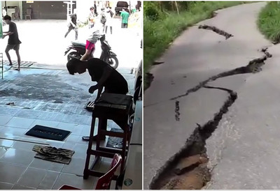 (VIDEO) Ljudi u panici trče, nastale ogromne pukotine nasred puta: Snažan zemljotres napravio haos u Indoneziji