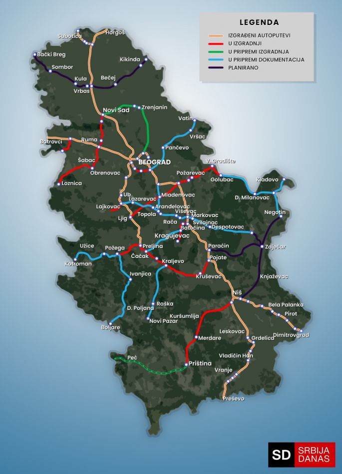 mapa auto-puteva u Srbiji